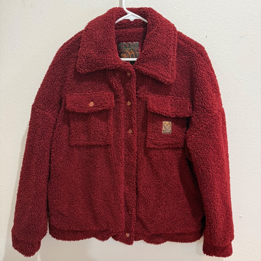 Dixxon Flannel Co Petaluma Sherpa Fleece Jacket Burgundy Red Women Medium